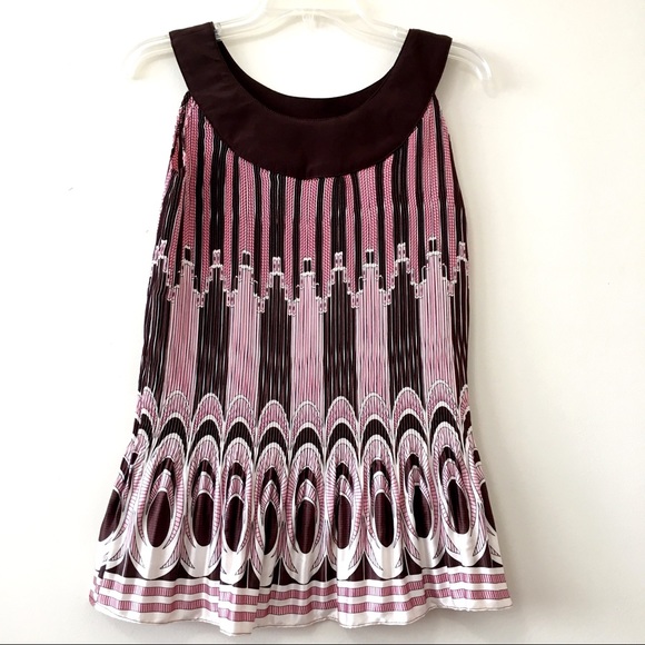 NWT Y2K Sleeveless Blouse Top Pink Brown White Medium - Picture 4 of 9